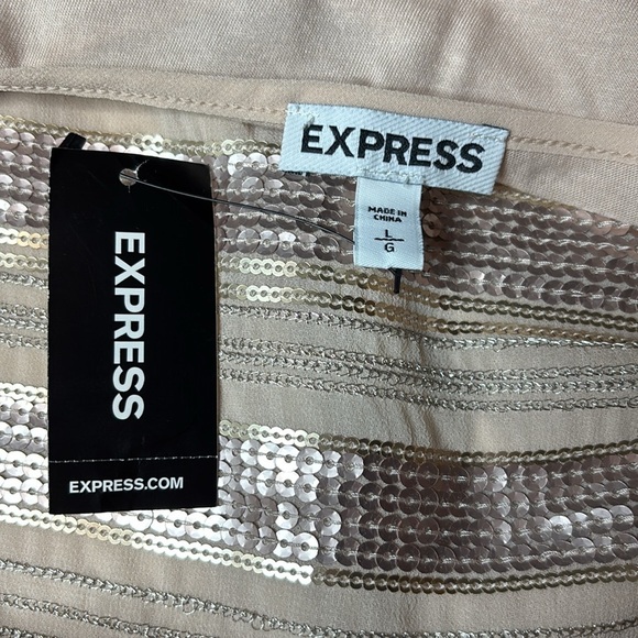 New EXPRESS Beige Sequin Tank Top Size Large - Picture 7 of 8